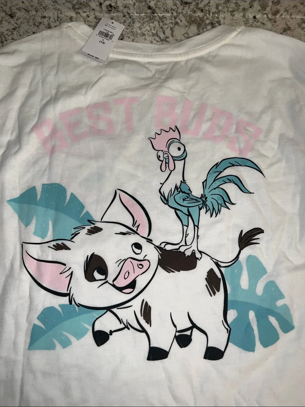 GAP White Long-Sleeve Tee with Colorful Moana Graphic
